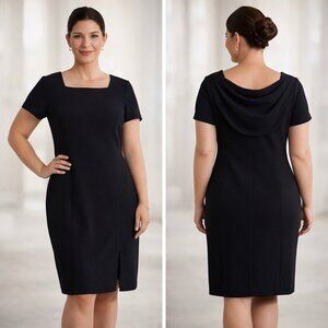 VTG STUDIO I Black Dress Back Drape Sz 14P Career Professional Office Classic